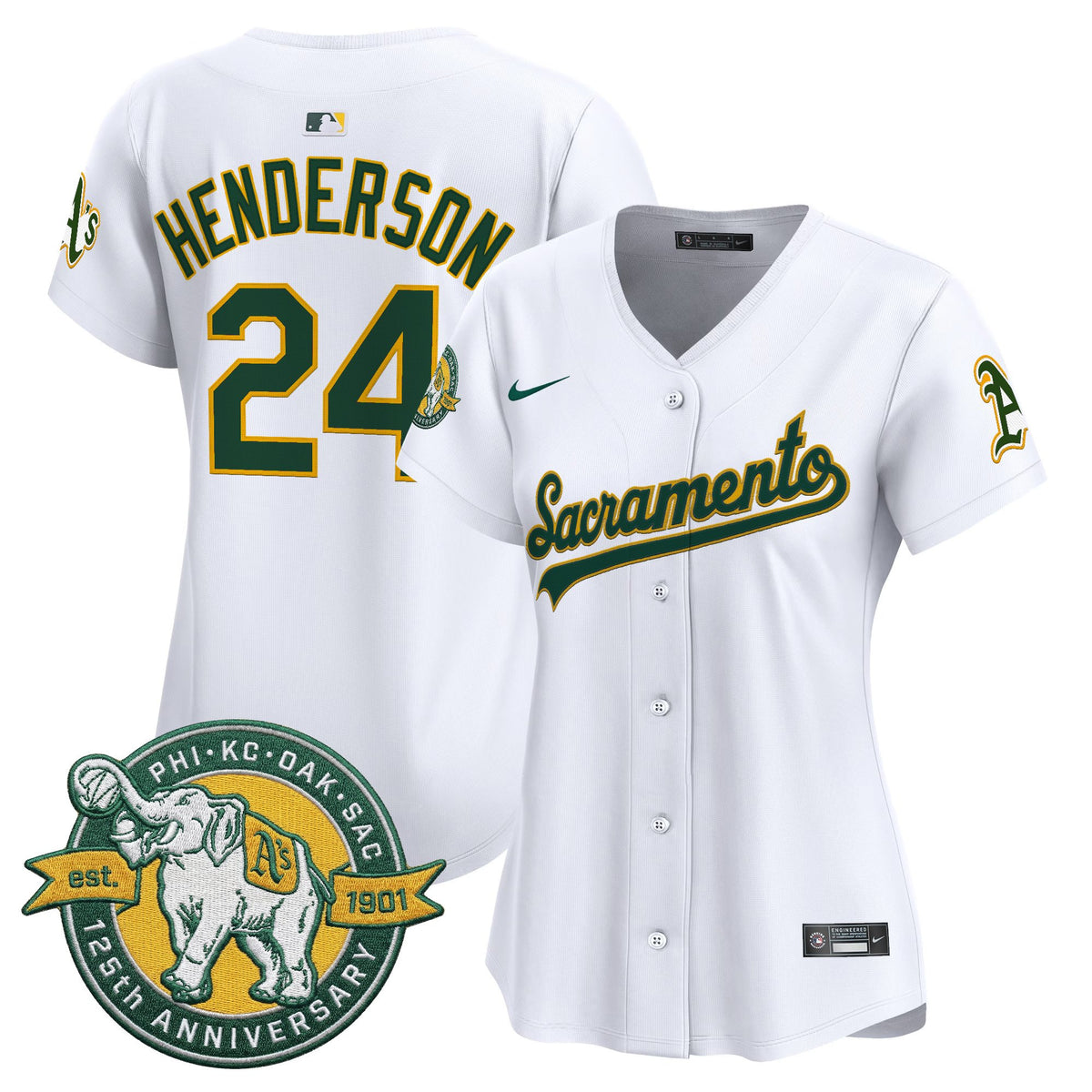 Women's Athletics 'Sacramento Edition' Vapor Premier Limited Jersey - 125th Anniversary Patch - All Stitched