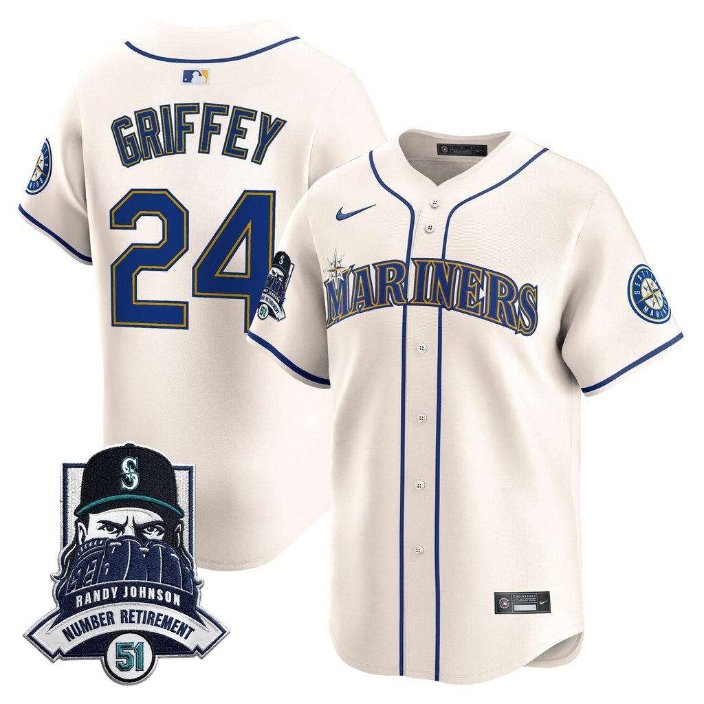Men's Seattle Mariners Hall-of-Famer Randy Johnson Patch Vapor Premier Limited Jersey - All Stitched