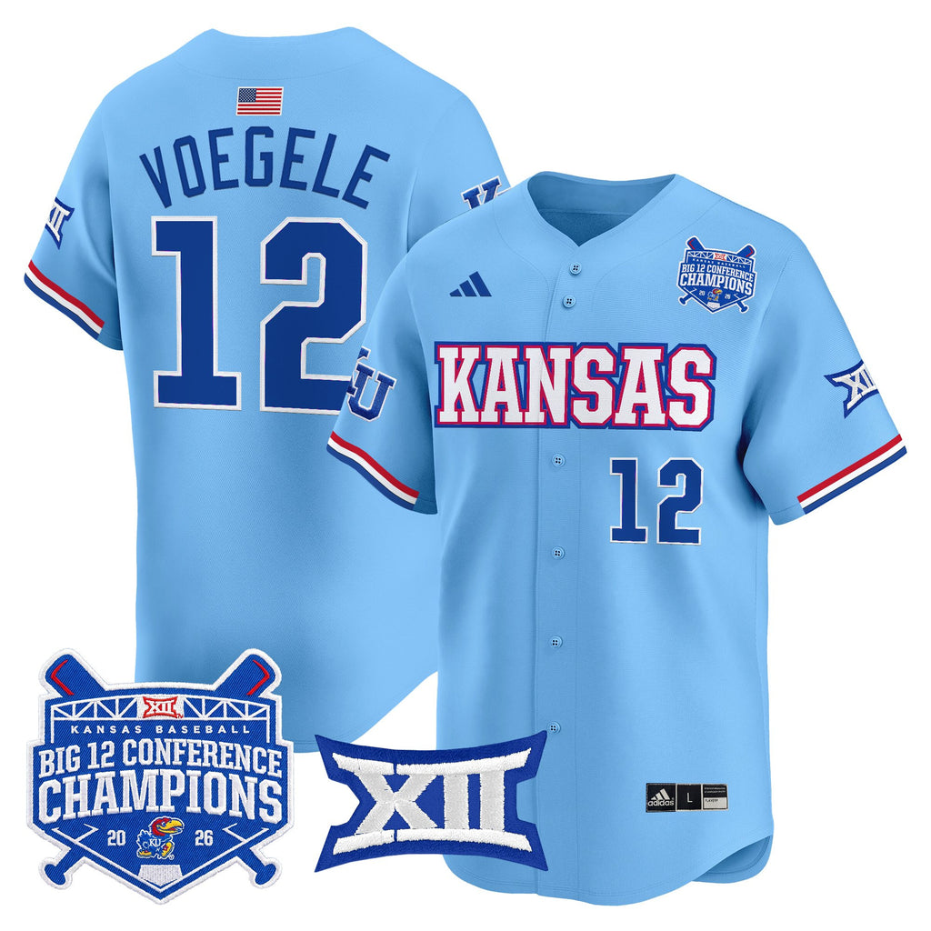 Men's Kansas Jayhawks Baseball Big 12 Conference Champions 2026 Vapor Premier Limited Jersey - All Stitched